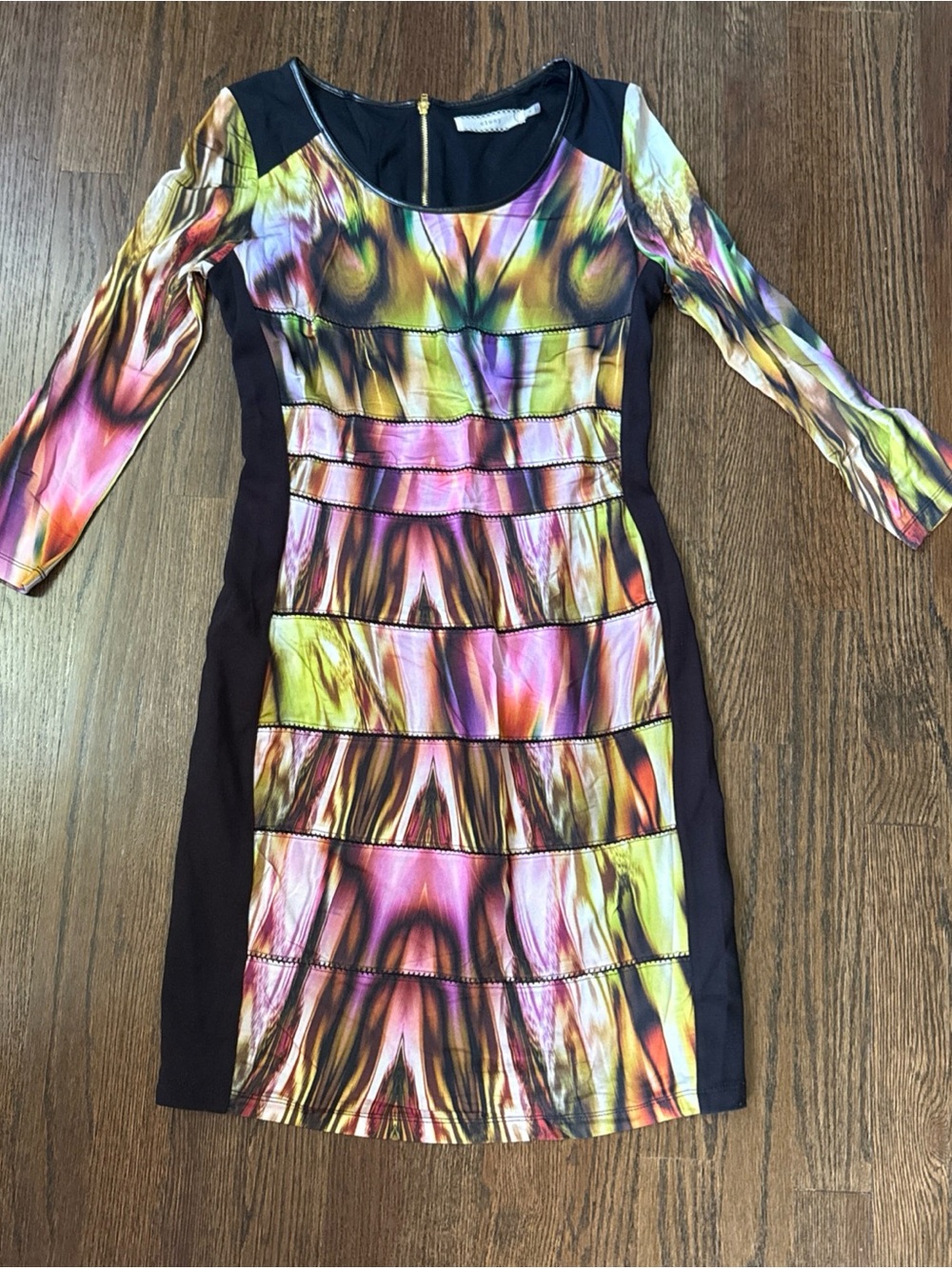 Anthropologie Cluny Dress Watercolor Bodycon Long Sleeve Size 4